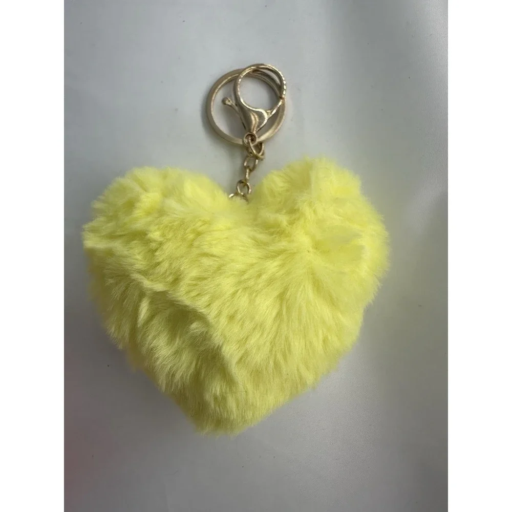 Heart Pom purse keychain - Yellow